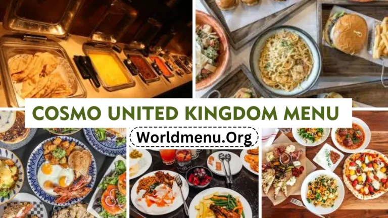 Cosmo United Kingdom Menu & Up To Date Prices 2024