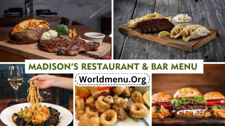 Madison’s Restaurant & Bar Menu  Prices Up To Data 2024
