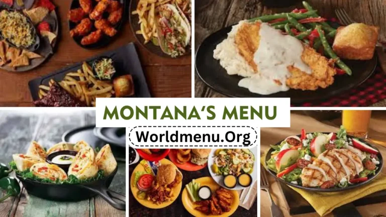 Montana’s Menu  Prices Updated 2024