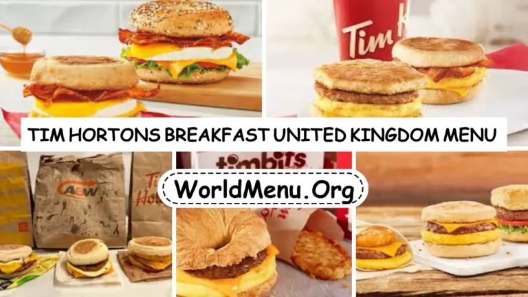 Tim Hortons Breakfast United Kingdom Menu & Prices 2024