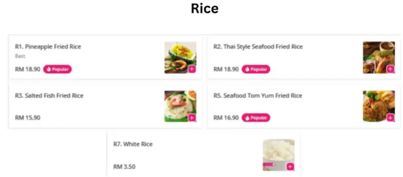 Bhai Jim Jum Malaysia Rice menu