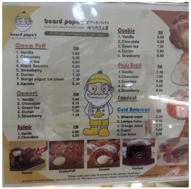 Bread Papa’s Singapore Menu Price
