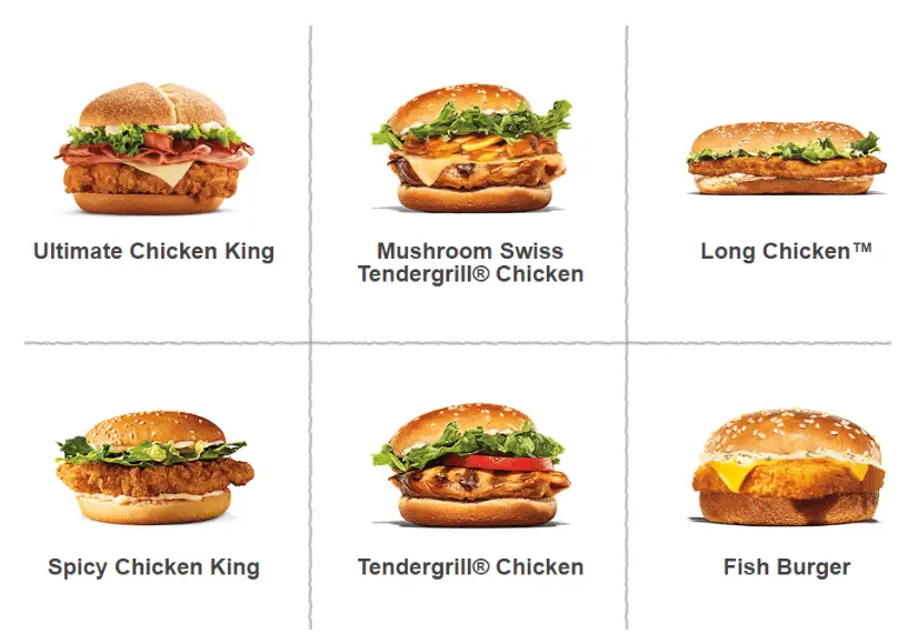 Burger King Fish Burgers Menu Price