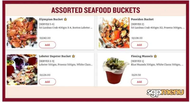 Cajun On Wheels Menu  Assorted Seafood Buckets Price