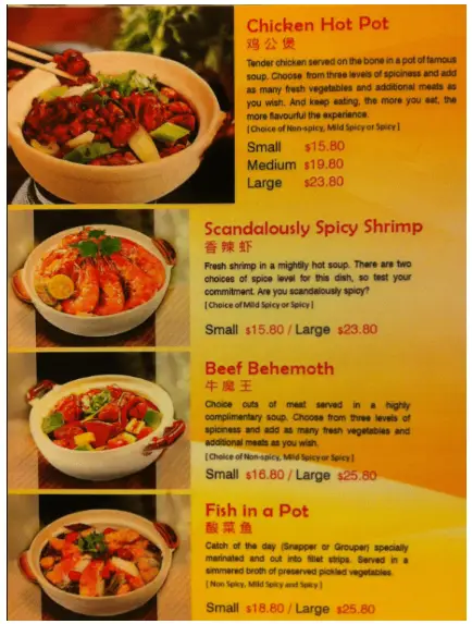 Chicken Hotpot Singapore Menu Prices