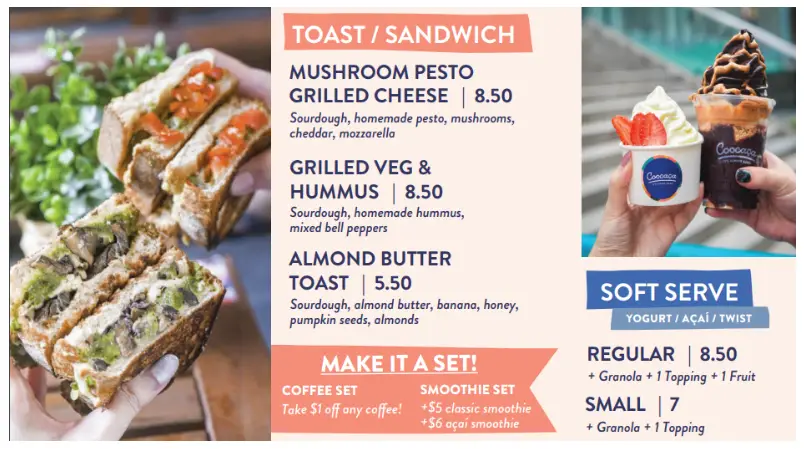 Coocaça Singapore Toast & Sandwich Menu Price