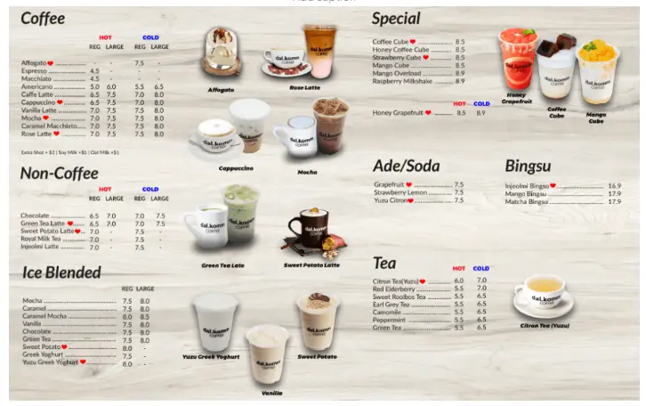 Dal.Komm Coffee Singapore Savory Treats Menu Price