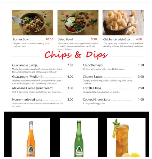 El Cocinero Singapore Chips & Dips Menu Price