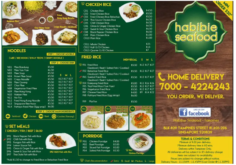 Habibie Seafood Singapore Set Meals Menu Price