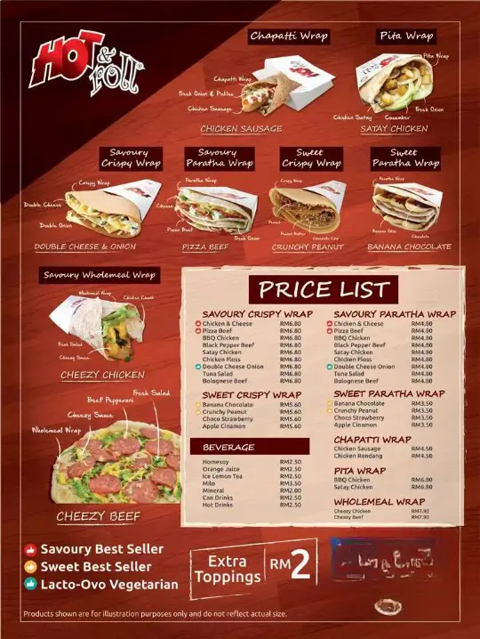 Hot & Roll Malaysia Menu PRICES