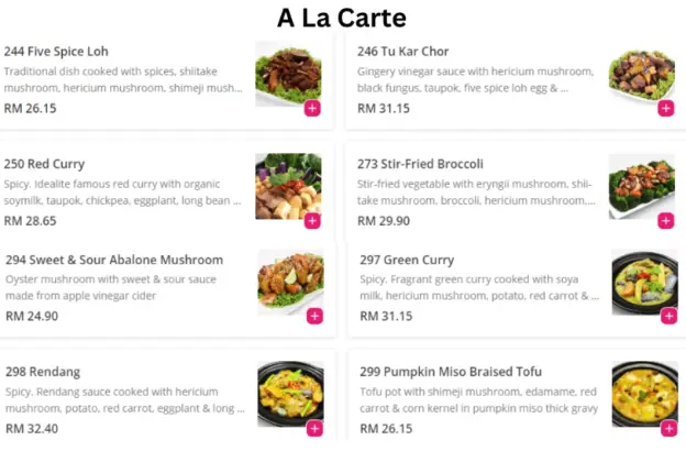 Idealite Malaysia Ala Carte Dishes prices