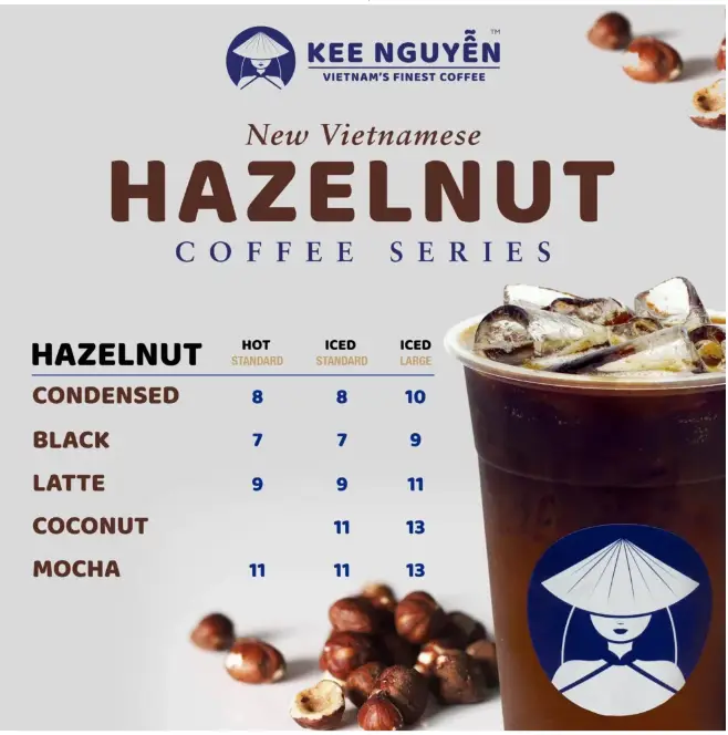KEE NGUYEN HAZELNUT COFFEE SERIES MENU
