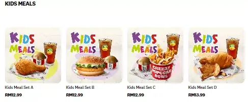 KFC KIDS MEALS MENUS