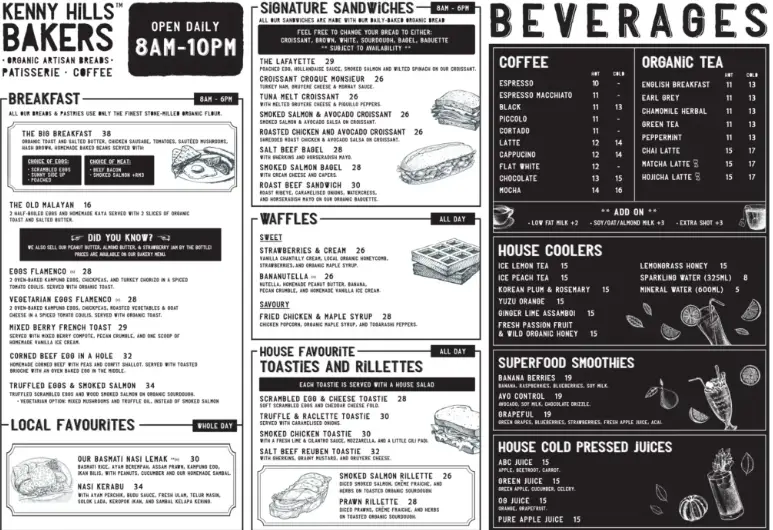 Kenny Hills Bakers Signature Sandwiches menu