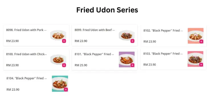Kim Gary Malaysia Fried Udon Series Meals prices