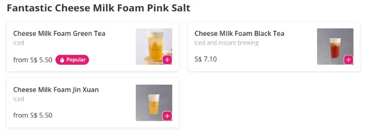 Kung Fu Tea Singapore Fantastic Cheese Milk Foam Pink Salt Menu Price