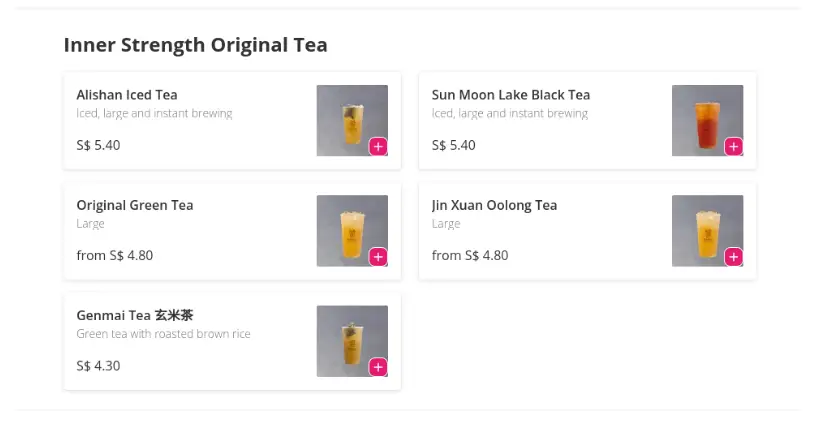 Kung Fu Tea Menu  Inner Strength Original Tea Price