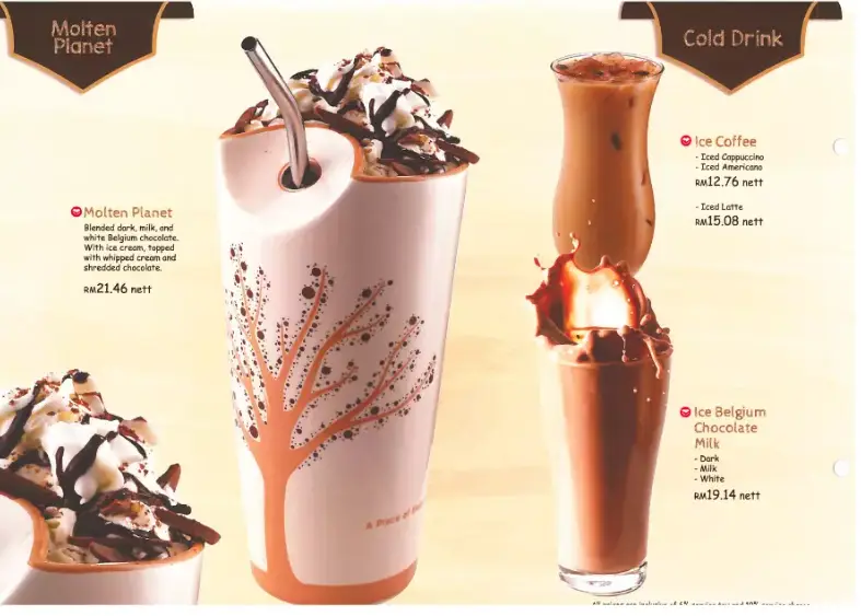 MOLTEN CHOCOLATE CAFE ICED BEVERAGES MENU