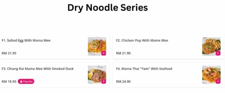 Mama Mee Yah Dry Noodles Series menu