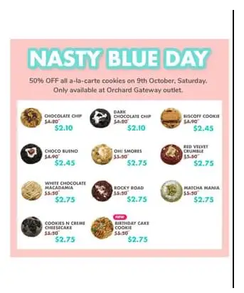 Nasty Cookie Singapore Milkshakes Menu Price