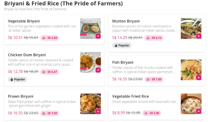 Omar Shariff Restaurant Briyani & Fried Rice Menu Price