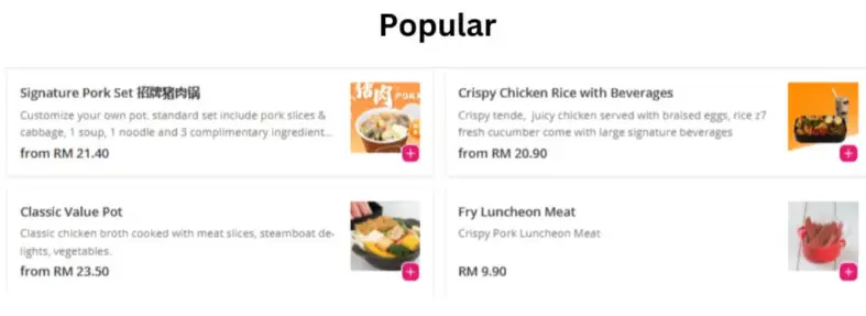 Popular Dishes menu prices