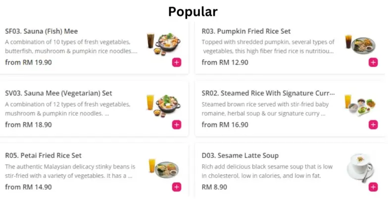 Popular Meals menu prices