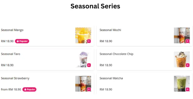 Seasonal Series menu