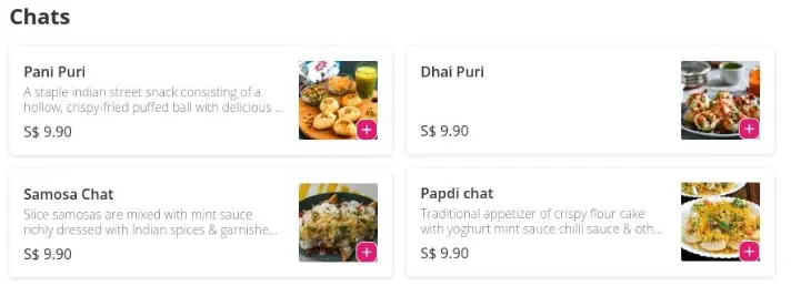 Shamiana Indian Restaurant Menu – Chats Price