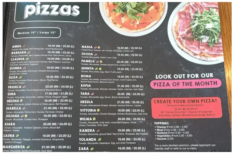 Spizza Singapore Pizzas Menu Price