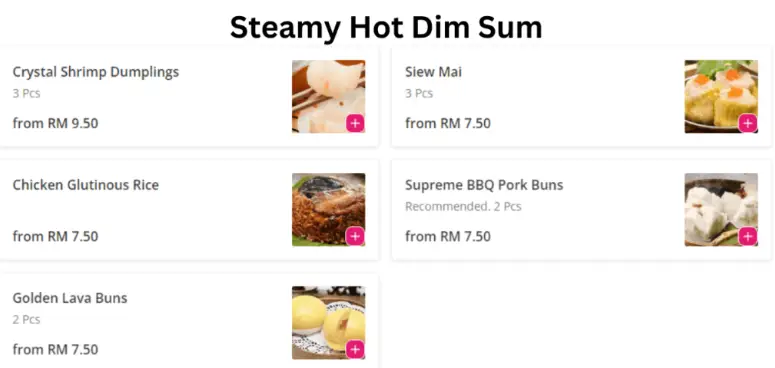 Steamy Hot Dim Sum menu price