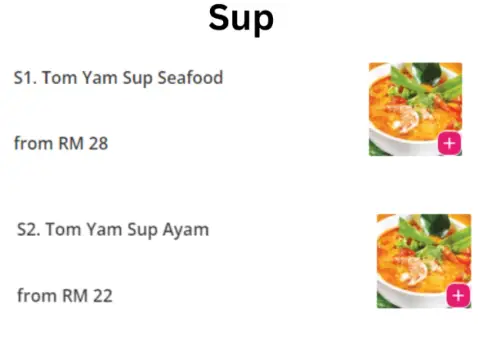 Sup Dishes (Restoran Rahmat Tan) menu prices