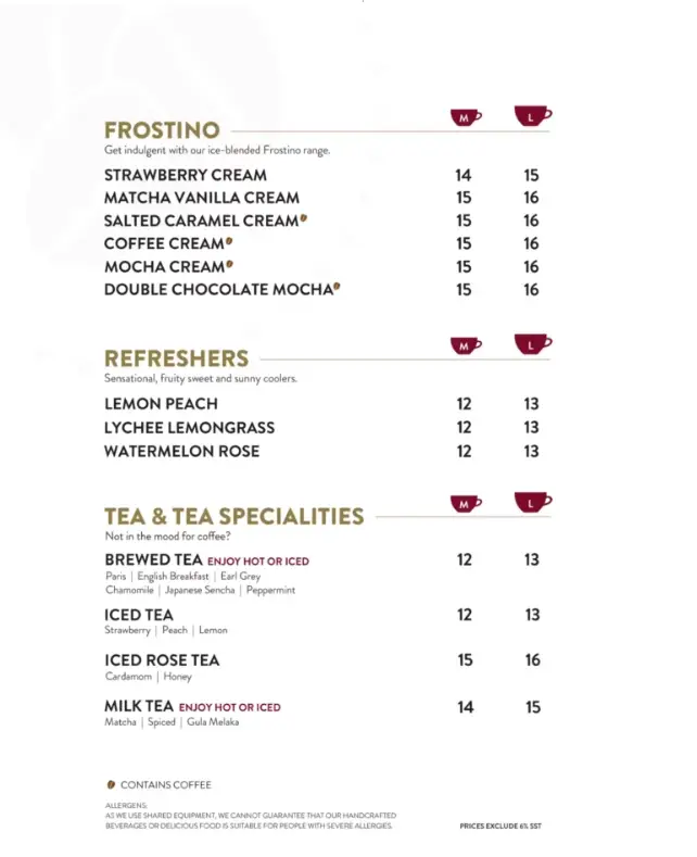 TEA & TEA SPECIALITIES MENU