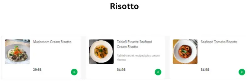 Table9 Risotto menu