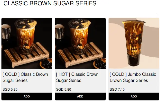 Tiger Sugar Singapore Menu Price  Seasonal Special Brown Sugar 
