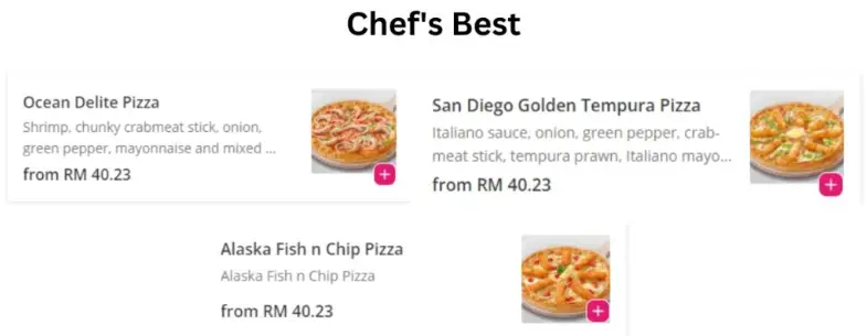 US Pizza Malaysia Chef’s Best menu