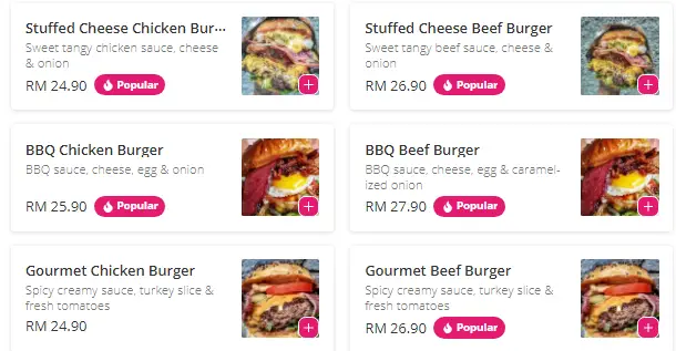 WOODFIRE GOURMET BURGER MENU WITH PRICES