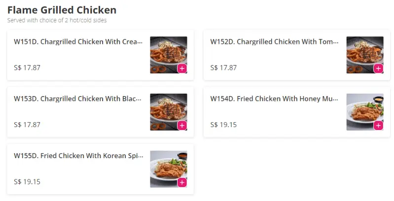 XW Western Grill Singapore Flamed Grilled Chicken Menu Price