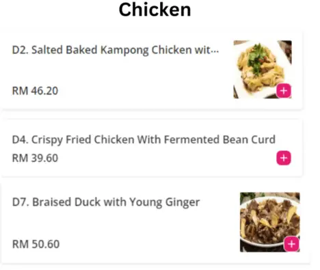 Ying Ker Lou Chicken Meals Price