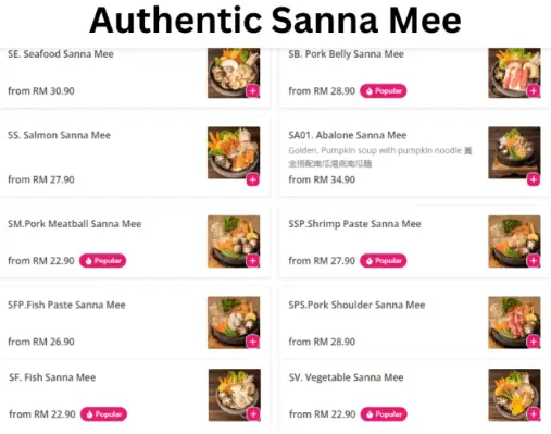Young Sanna Mee Authentic Sanna Mee Menu prices