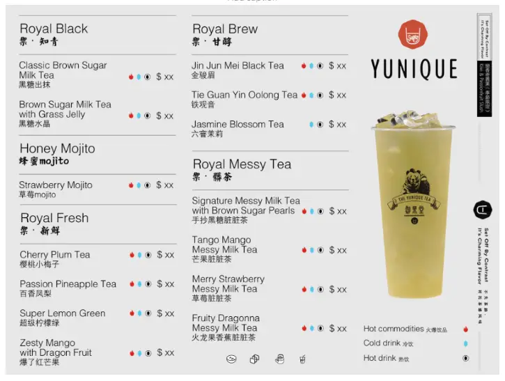 Yunique Tea Menu Price  Royal Soda
