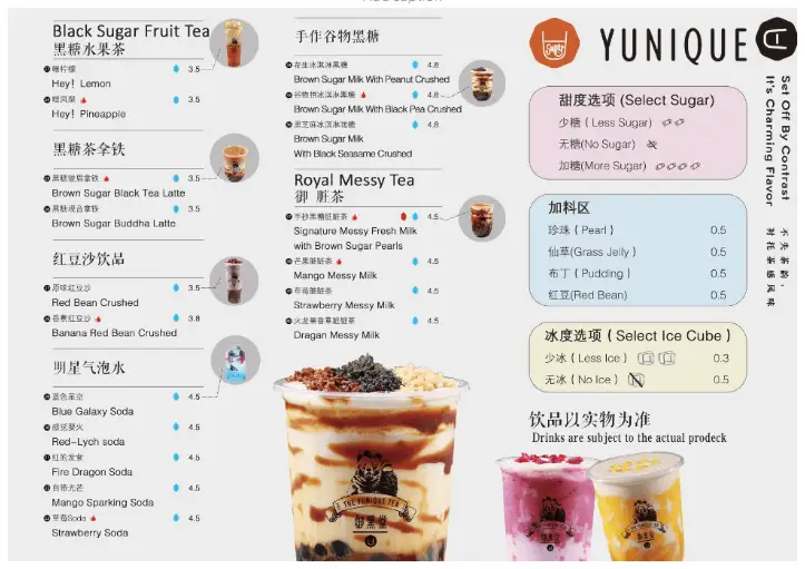 Yunique Tea Singapore Royal Fresh Menu Price