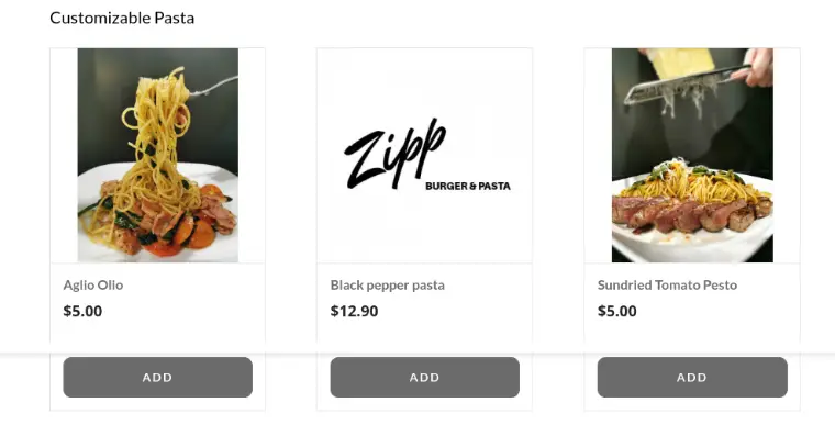 Zipp Burger And Pasta Singapore Customizable Pasta Menu Price